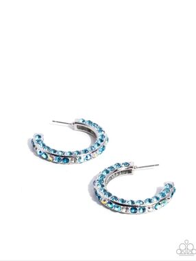 2/$10 Paparazzi High-Level Haute - Blue Hoop Earrings